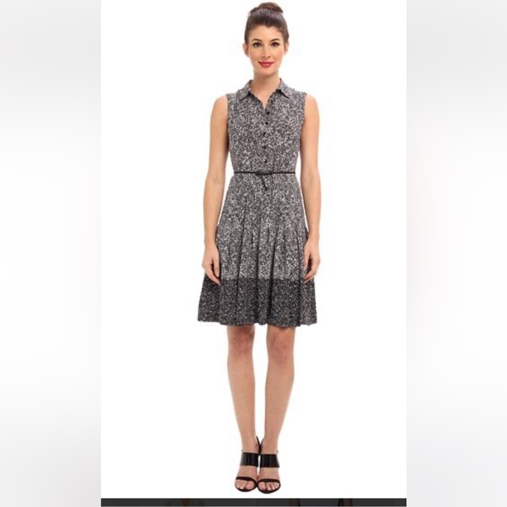 Calvin Klein sleeveless black and white print women's dress size 14 NWT
